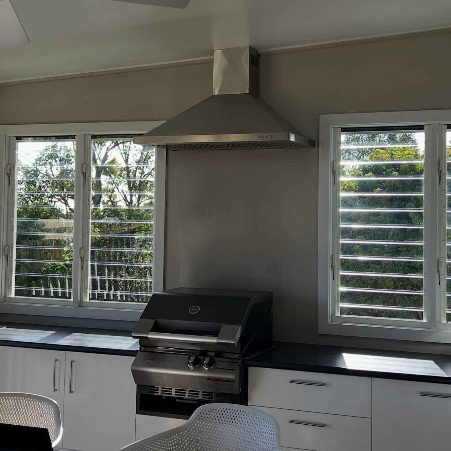 Freshly cleaned outdoor kitchen